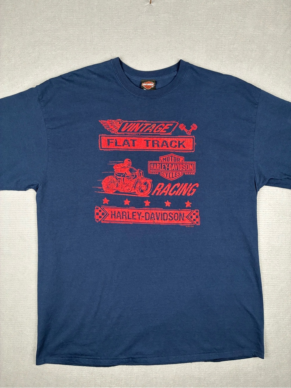 Harley-Davidson Navy Short Sleeve Tee Red Racing Graphic Oversized Biker 2XL